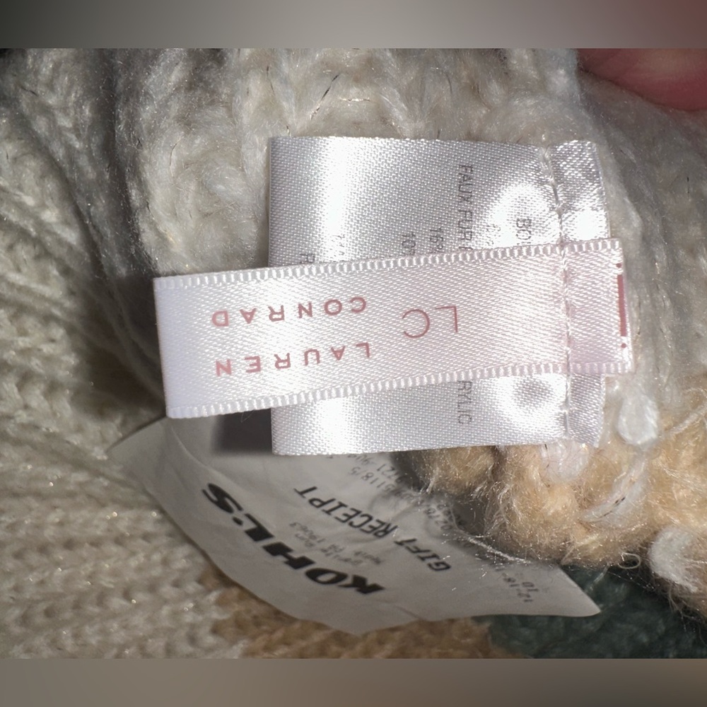 LAUREN CONRAD Beanie Woman’s Winter Hat Tan Green White Gold NWT - Picture 5 of 6